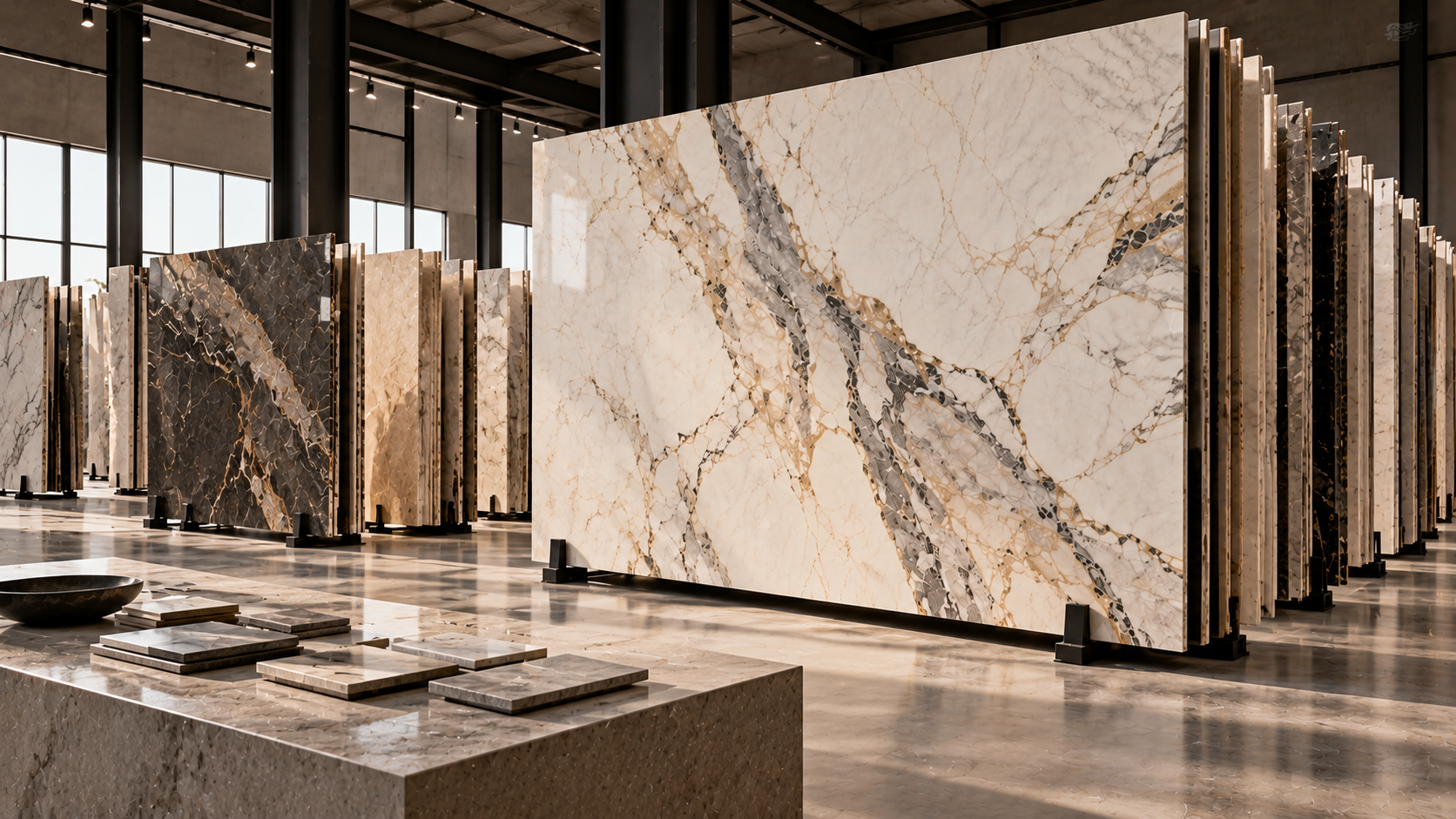 Luxury marble slab selection in Tenetti showroom, Dubai - Tenetti